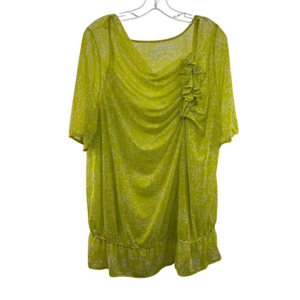 Lane Bryant Women's Two Piece Short Sleeve Top Neon/White Size 18/20